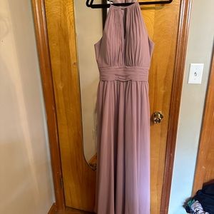 Azazie Bonnie A-line Dusty Rose Ruched Chiffon floor length dress (8)